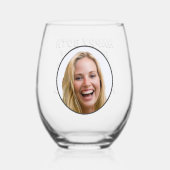 Gelukkige 30e Verjaardag Dochter Naam & Foto Wijnglas Zonder Voet (Achterkant)