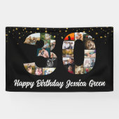 gelukkige 30e verjaardag Foto Collage jubileum Spandoek (Horizontaal)