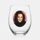 Gelukkige 30e verjaardag foto en naamfeest wijnglas zonder voet (Achterkant)