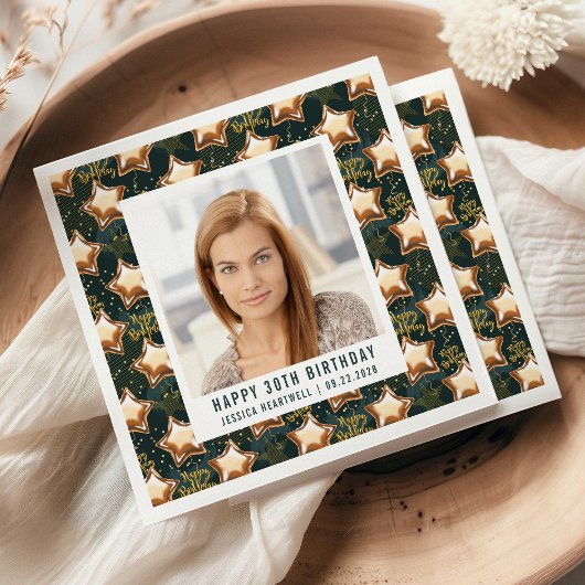 Gelukkige 30e verjaardag Foto Glam Star Ballonnen Servet