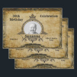 Gelukkige 30e Verjaardag  Foto Monogram Gold Inpakpapier Vel<br><div class="desc">retro distressed stijl mijlpaal 30e verjaardag cadeau inpakpapier. Een elegant verjaardagsfeestje idee. Ontworpen om te voldoen aan de 30 beursuitnodigingen. Voeg je eigen foto in. Sjabloon zo gemakkelijk gepersonaliseerd. Let op: de foto zal dezelfde kleuren hebben als u gebruikt. Het ontwerp is ook beschikbaar met andere leeftijdsmijlpalen. Overeenkomende partijbenodigdheden (Banners,...</div>