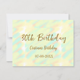Gelukkige 30e verjaardag geel oranje aquarel moder briefkaart