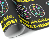 Gelukkige 30e verjaardag, Leuk Kleurrijk Sterren P Cadeaupapier (Rol Hoek)