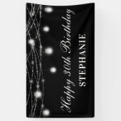 Gelukkige 30e verjaardag Mason Jars Lights Zwart W Spandoek (Verticaal)