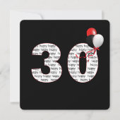 Gelukkige 30e verjaardag op zwarte uitnodiging (Voorkant)