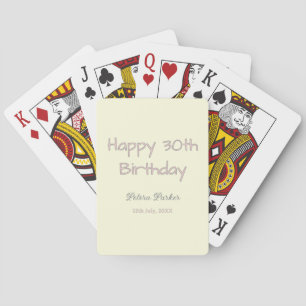 gelukkige 30e verjaardag roze geel grijs pastel na pokerkaarten