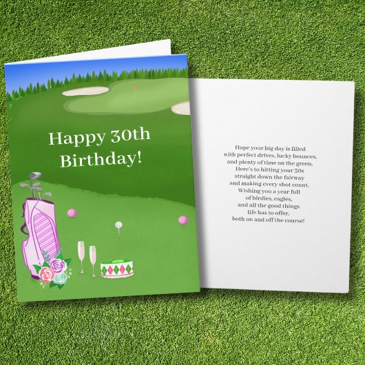 Gelukkige 30e verjaardag Roze Golf Bag Kaart