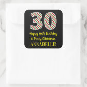 Gelukkige 30e Verjaardag & Vrolijk Kerstmis, Douan Vierkante Sticker (Tas)