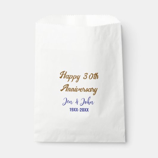 Gelukkige 30ste huwelijksverjaardag koninklijke bl bedankzakje (Voorkant)