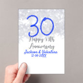 Gelukkige 30ste huwelijksverjaardag zilveren blauw acryl uitnodigingen (Insitu (Draagbaar))
