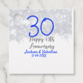 Gelukkige 30ste huwelijksverjaardag zilveren blauw bedankjes labels