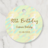 Gelukkige 30ste verjaardag geel sinaasappel waterv bedankjes labels (Achterkant)