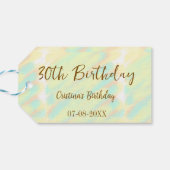 Gelukkige 30ste verjaardag geel sinaasappel waterv cadeaulabel (Achterkant Horizontaal)