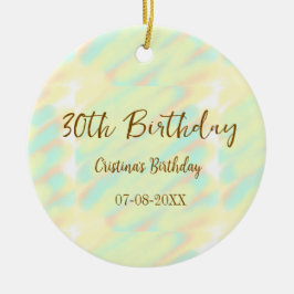 Gelukkige 30ste verjaardag geel sinaasappel waterv keramisch ornament