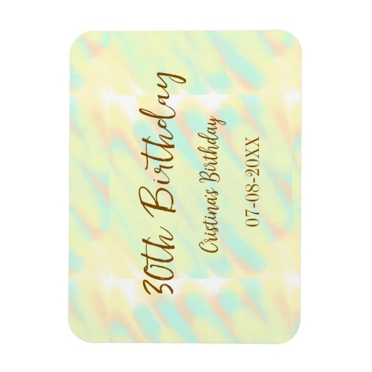 Gelukkige 30ste verjaardag geel sinaasappel waterv magneet (Verticaal)