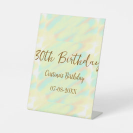 Gelukkige 30ste verjaardag geel sinaasappel waterv reclamebord met voetstuk