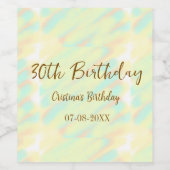 Gelukkige 30ste verjaardag geel sinaasappel waterv wijn etiket (Enkel label)