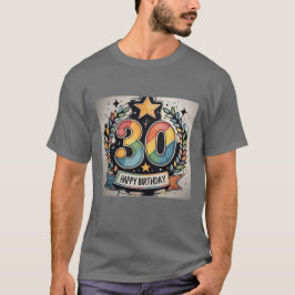 Gelukkige 30ste verjaardag Kleurrijke Laurel T-shirt
