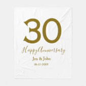 Gelukkige 30ste verjaardag naam datum gouden vet fleece deken (Voorkant)