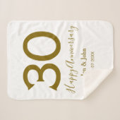 Gelukkige 30ste verjaardag naam datum gouden vet sherpa deken (Voorkant (horizontaal))