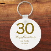 Gelukkige 30ste verjaardag naam datum gouden vet sleutelhanger (Voorkant)