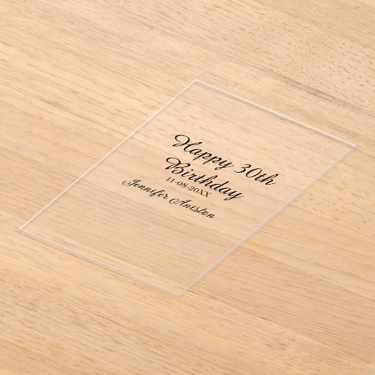 Gelukkige 30ste verjaardag naam toevoegen datum st acryl uitnodigingen (Laagn)