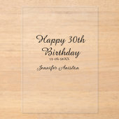 Gelukkige 30ste verjaardag naam toevoegen datum st acryl uitnodigingen (Voorkant)