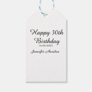 Gelukkige 30ste verjaardag naam toevoegen datum st cadeaulabel