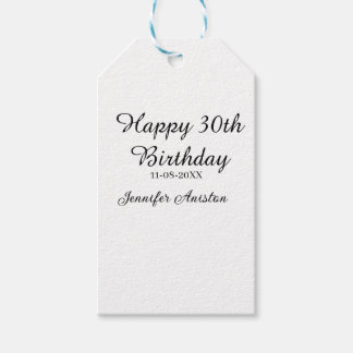 Gelukkige 30ste verjaardag naam toevoegen datum st cadeaulabel