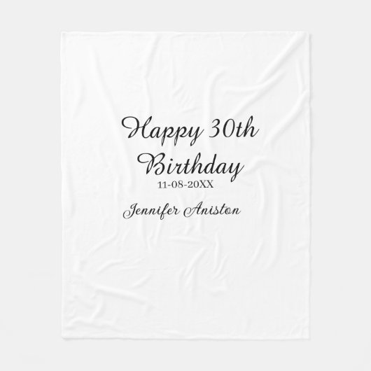 Gelukkige 30ste verjaardag naam toevoegen datum st fleece deken (Voorkant)