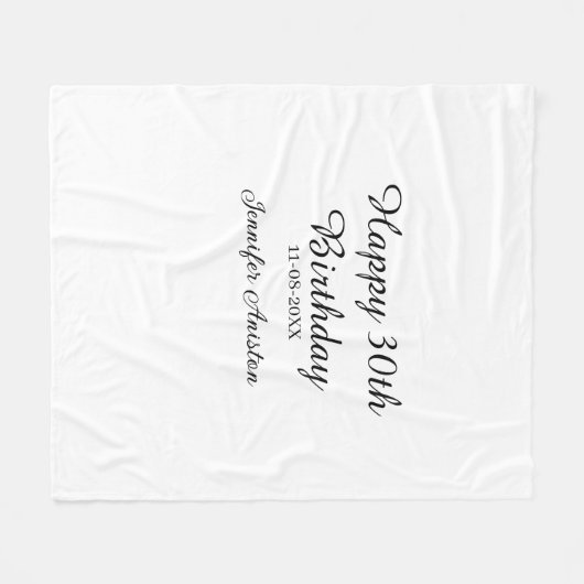 Gelukkige 30ste verjaardag naam toevoegen datum st fleece deken (Voorkant (Horizontaal))