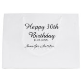 Gelukkige 30ste verjaardag naam toevoegen datum st groot cadeauzakje (Voorkant)