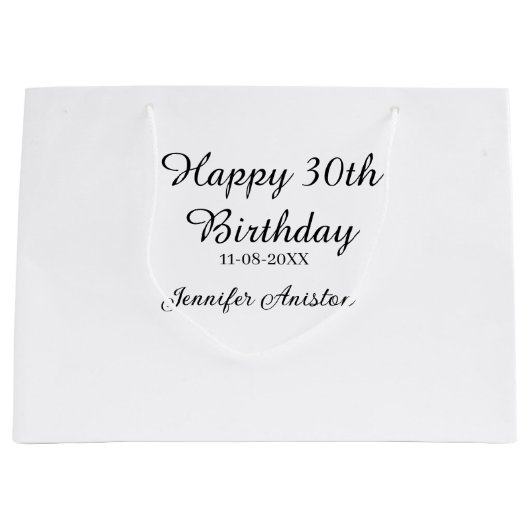 Gelukkige 30ste verjaardag naam toevoegen datum st groot cadeauzakje (Voorkant)