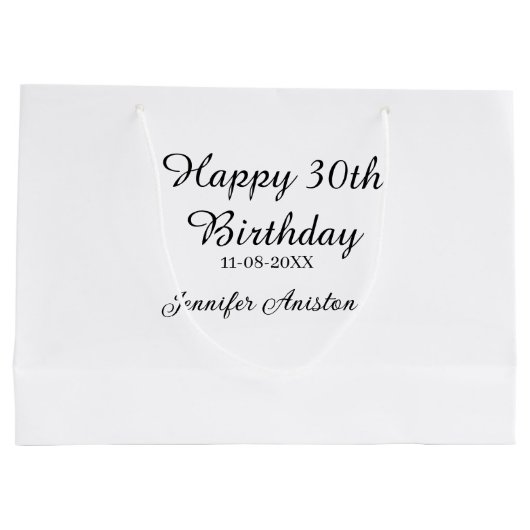 Gelukkige 30ste verjaardag naam toevoegen datum st groot cadeauzakje (Achterkant)