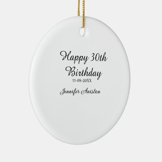 Gelukkige 30ste verjaardag naam toevoegen datum st keramisch ornament (Rechts)
