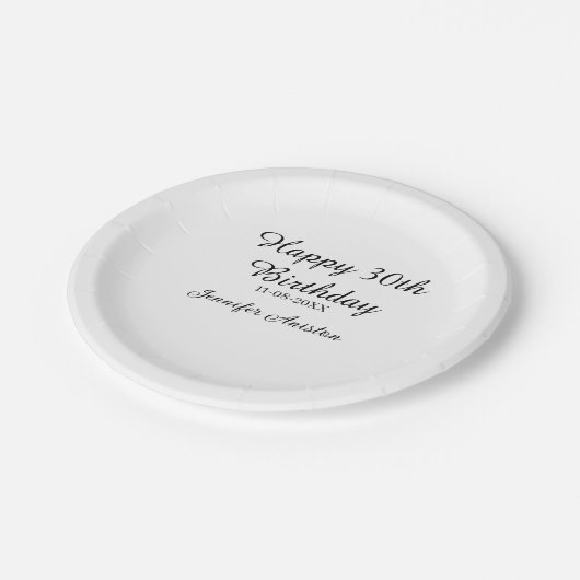 Gelukkige 30ste verjaardag naam toevoegen datum st papieren bordje (Gekanteld)
