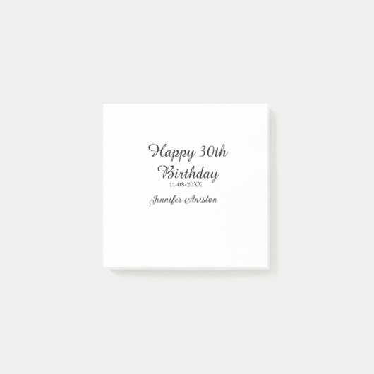 Gelukkige 30ste verjaardag naam toevoegen datum st post-it® notes (Voorkant)