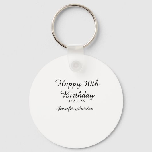 Gelukkige 30ste verjaardag naam toevoegen datum st sleutelhanger (Voorkant)