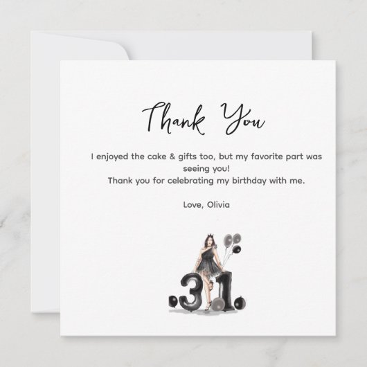 Gelukkige 31e verjaardag, dank je wel kaart (Voorkant)