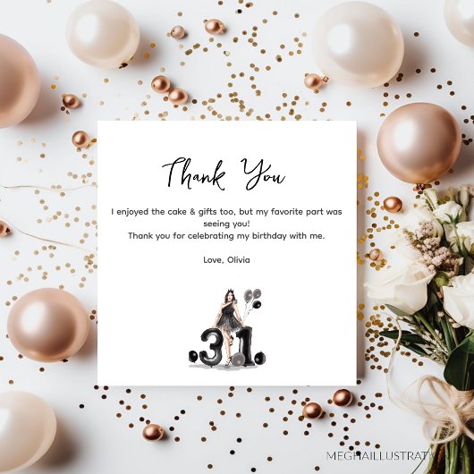 Gelukkige 31e verjaardag, dank je wel kaart