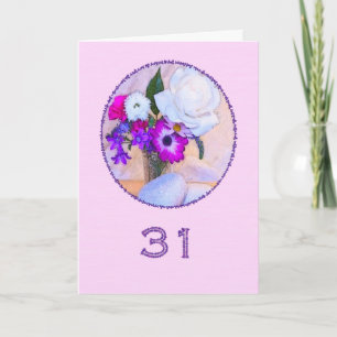 Gelukkige 31e verjaardag met een bloemenschilderij kaart