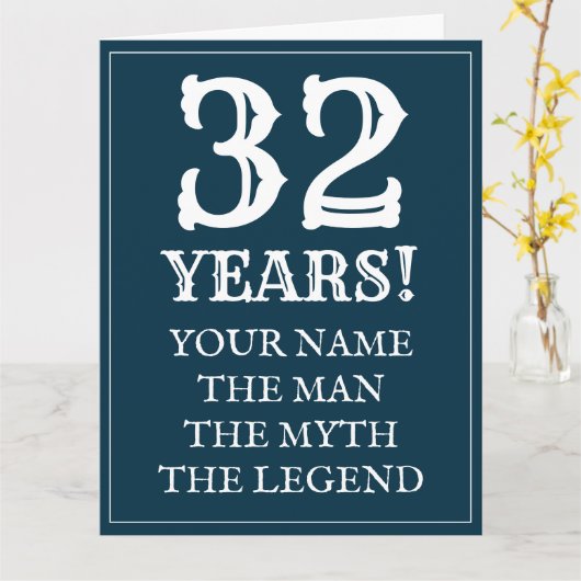 Gelukkige 32e verjaardagskaart voor vriend of part kaart (Gele Bloem)