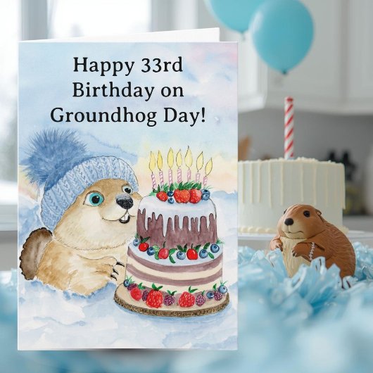 Gelukkige 33e Groundhog Day-verjaardag Kaart