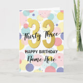 Gelukkige 33e Verjaardag Pastel Rainbow en Gold Gi Kaart (Voorkant)