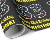 Gelukkige 33ste Verjaardag, Leuk Kleurrijk Sterren Cadeaupapier (Rol Hoek)