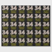 Gelukkige 34e Verjaardag & Vrolijk Kerstmis, Douan Cadeaupapier (Vlak)