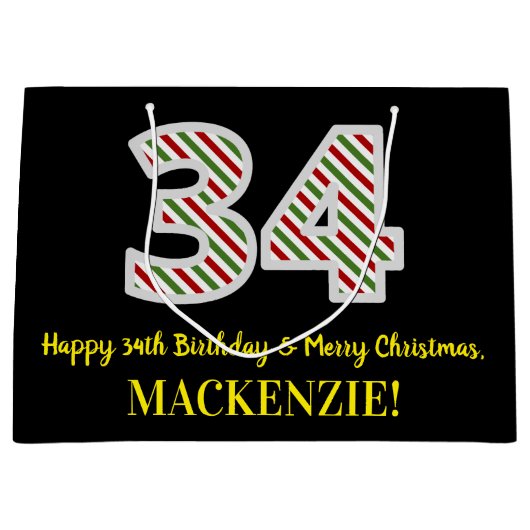 Gelukkige 34e Verjaardag & Vrolijk Kerstmis, Douan Groot Cadeauzakje (Voorkant)