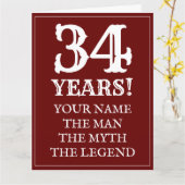 Gelukkige 34e verjaardagskaart voor vriend of part kaart (Gele Bloem)