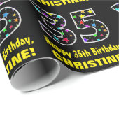 Gelukkige 35e Verjaardag, Leuk Kleurrijk Sterrenpa Cadeaupapier (Rol Hoek)