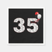 Gelukkige 35e verjaardag op zwarte servetten (Voorkant)